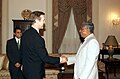 Being received by S.R. Nathan, President of Singapore at the Istana Singapore.