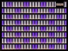 Illuminated white and purple facade of the office building Rohm Semiconductor in Kyoto, Japan.jpg