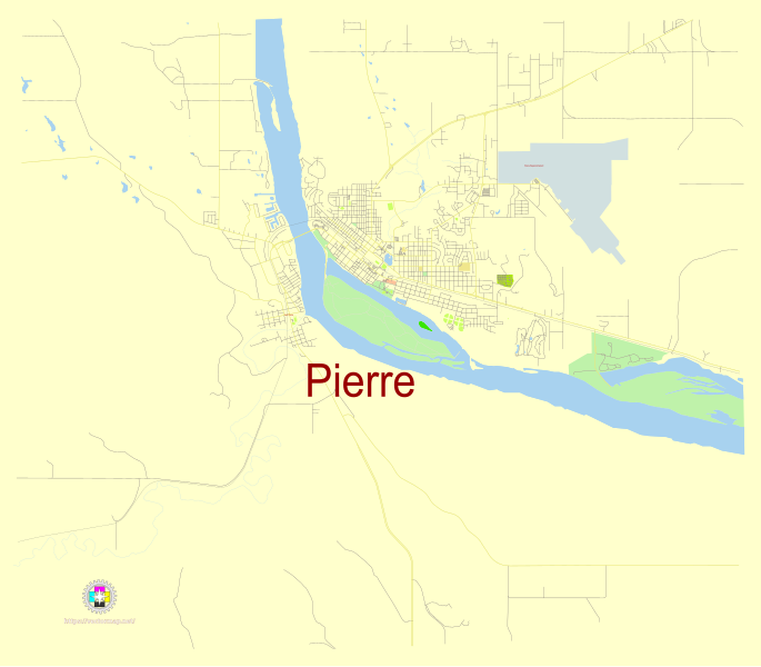 File:Pierre South Dakota US street map.svg