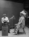 Frances Densmore recording Mountain Chief