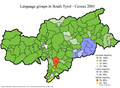 Deutsch: Sprachverteilung in Südtirol English: Language distribution in South Tyrol