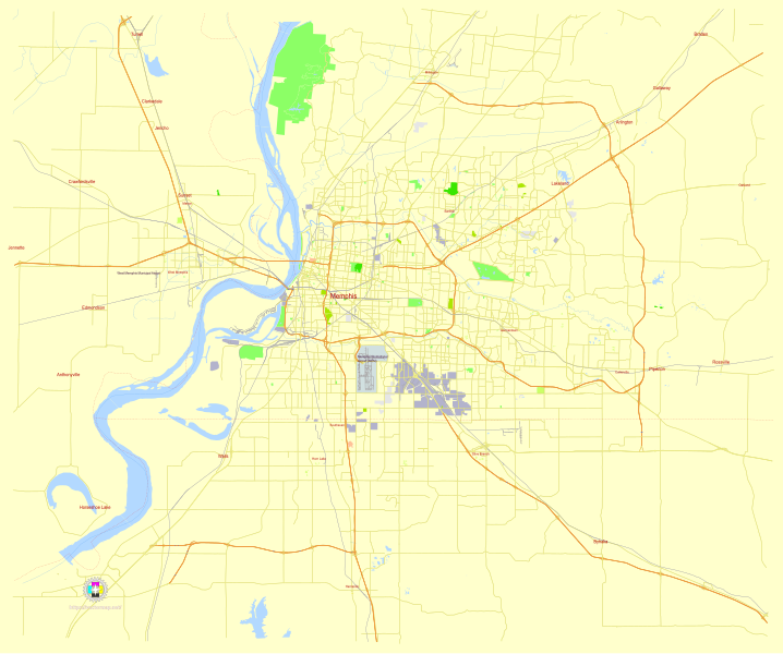File:Memphis Tennessee US street map.svg