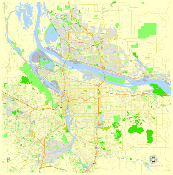 File:Portland Oregon and Vancouver Washington US street map.svg