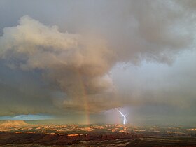 Rainbow and lightning from Grandview Point