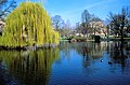 The "Warmer Damm" park in Wiesbaden, with the state theatre in the background