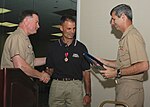 Thumbnail for File:US Navy 070413-N-3069F-001 Commander, Naval Air Forces Reserve, Rear Adm. Jeff Lemons shakes hands with Capt. James Iannone, commodore, Helicopter Wing Reserve (HELWINGRES).jpg