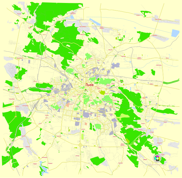 File:Lviv Ukraine street map.svg