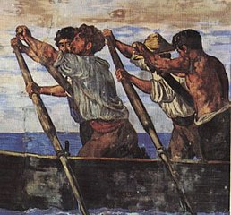 The Boat, fresco by Hans von Marées