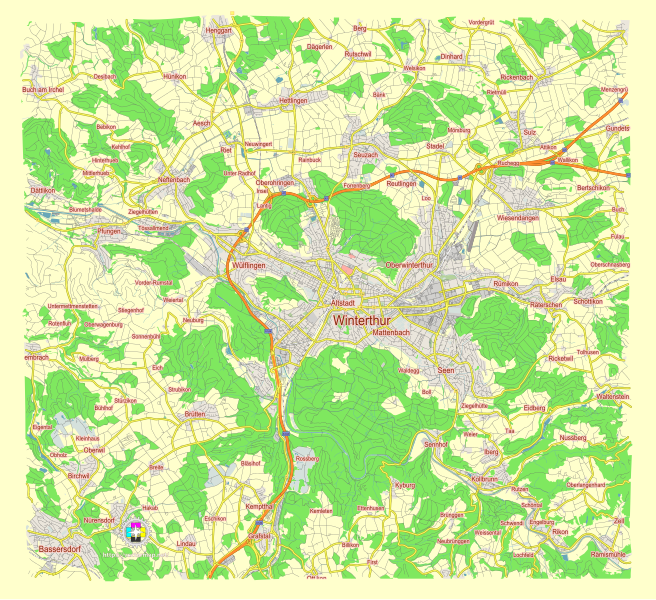 File:Winterthur Switzerland street map.svg