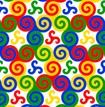 Spiral Triskelion symbol, constructed from mathematical Archimedean spirals. by [[]] ().