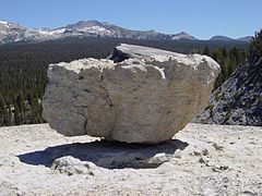 Angular glacial erratic on Lambert Dome, Yosemite National Park, California