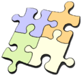 Interlocking pieces of a jigsaw puzzle