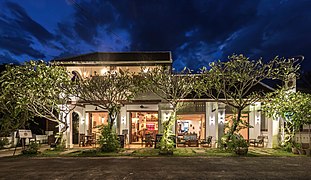 Exterior facade of Residence Bassac at blue hour, town of Champasak, Laos.jpg