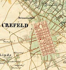 Preußische Uraufnahme von Krefeld