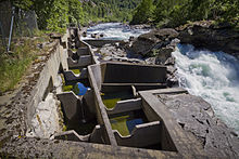 Lærdal river with "stairs" for the salmon