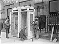 Installation of the booths in Dublin, 1932