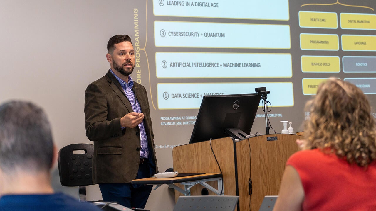 Man presenting to a class