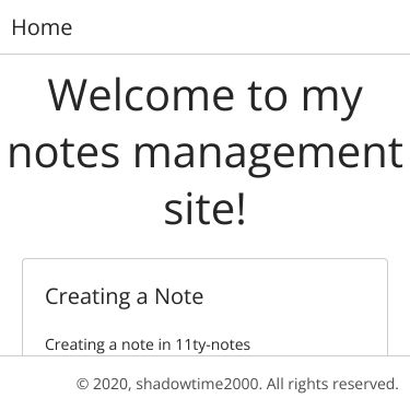 Screenshot of https://11ty-notes.vercel.app