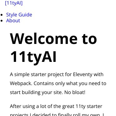 Screenshot of https://11tyai.danlevin.xyz/