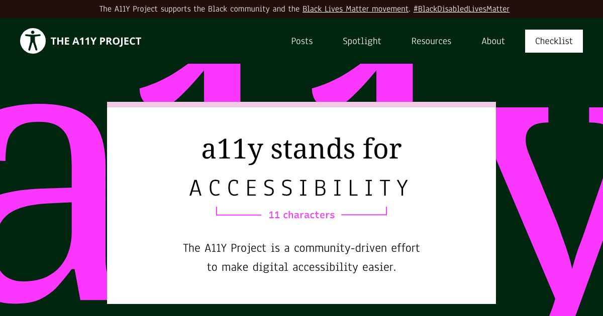 screenshot of a11y project homepage