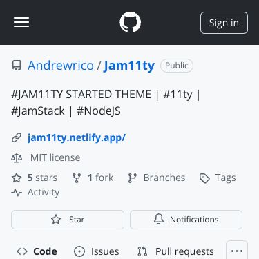 Screenshot of https://github.com/Andrewrico/Jam11ty