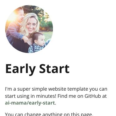 Screenshot of https://early-start-template.netlify.app