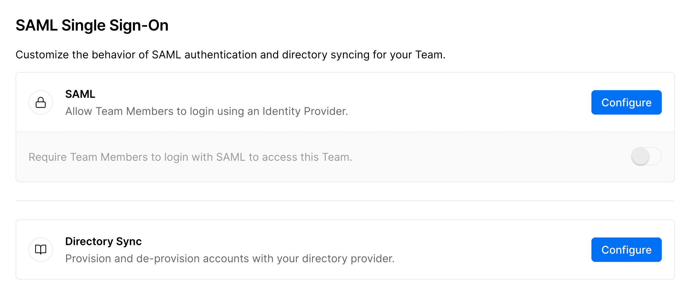 The SAML SSO settings for a Team.