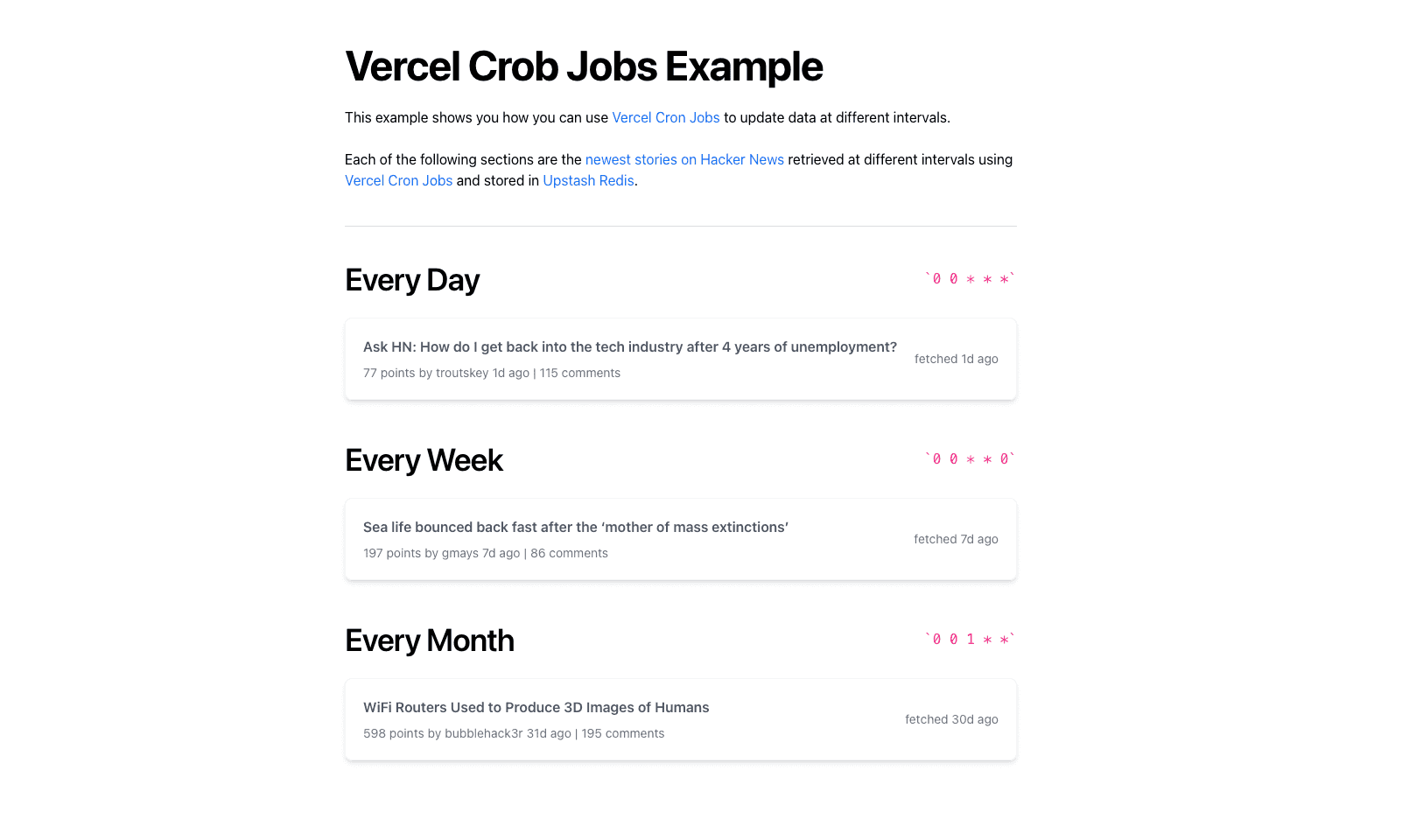 Vercel Cron Job Example