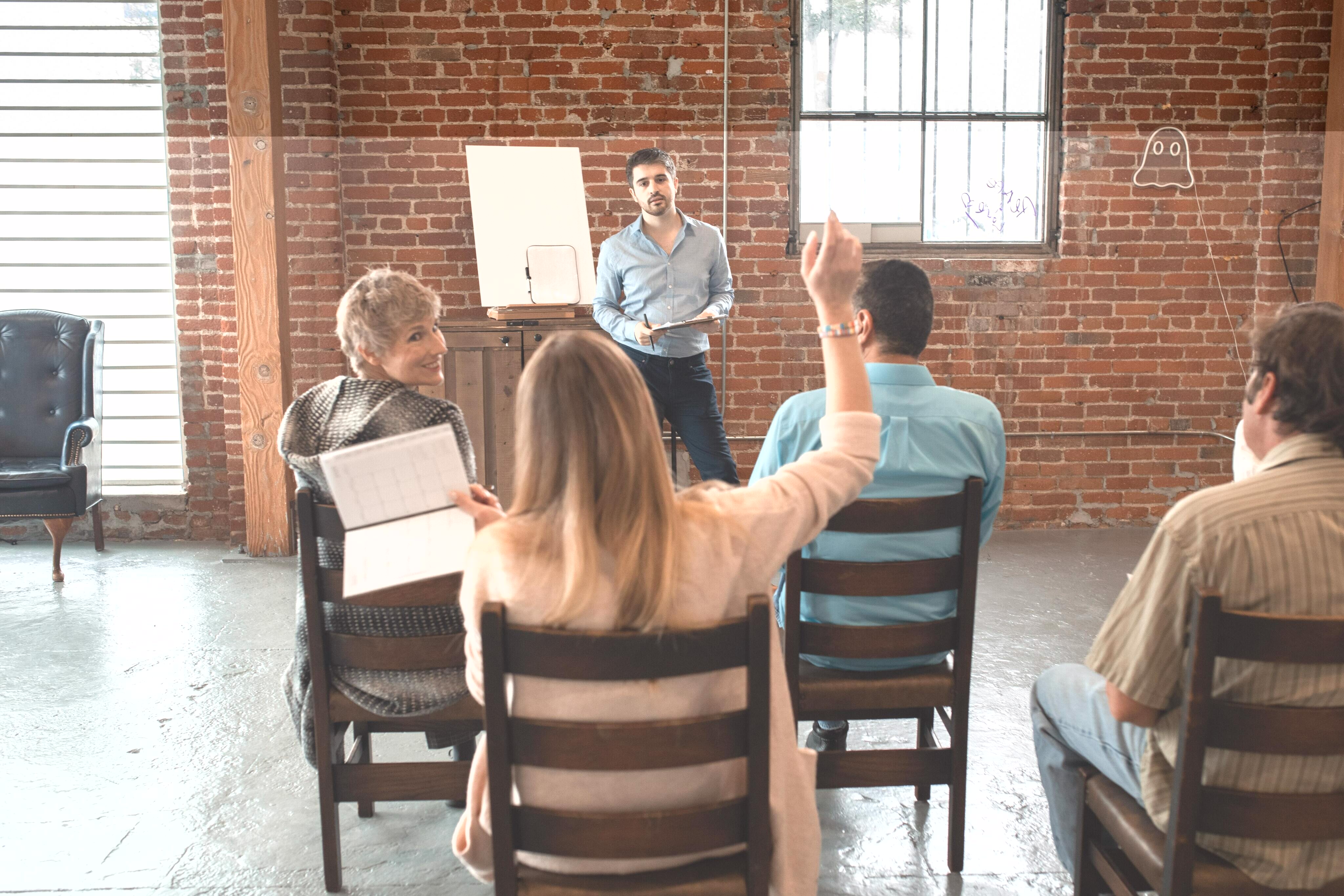 stock image of adult learning