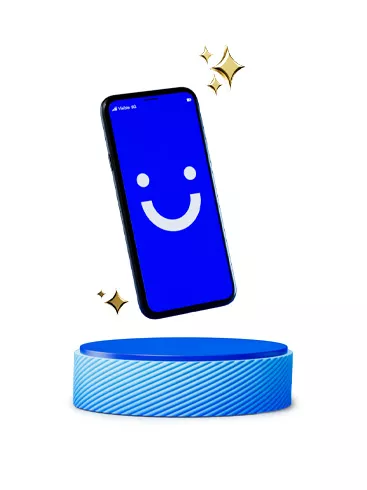 blue visible phone with a star