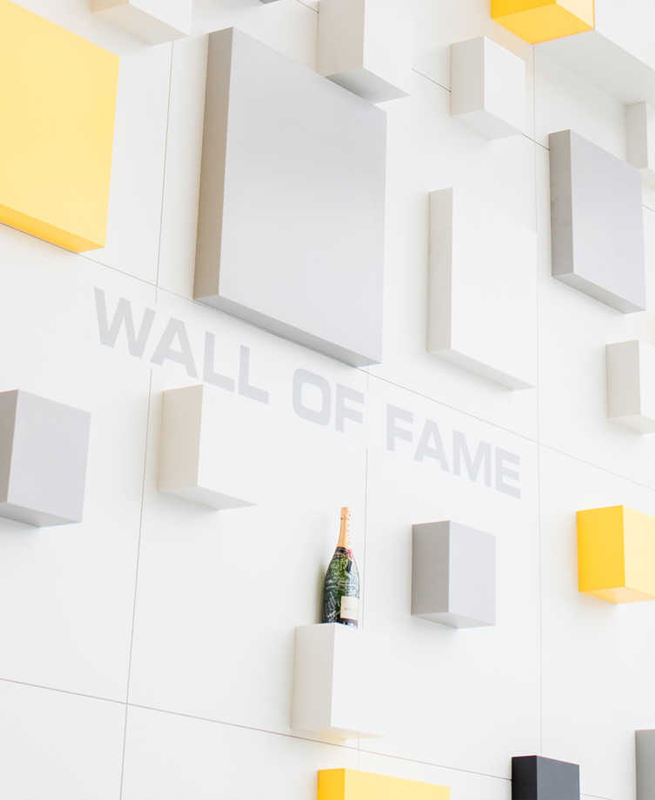 Cognex awards champagne on wall of fame