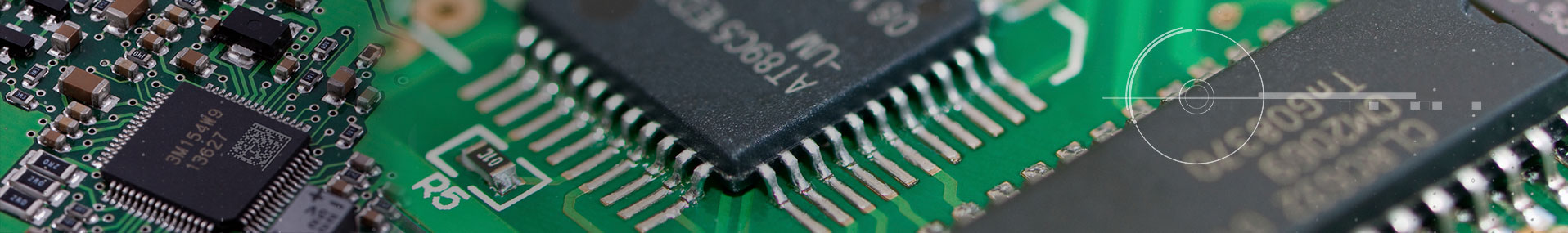 up close PCB components