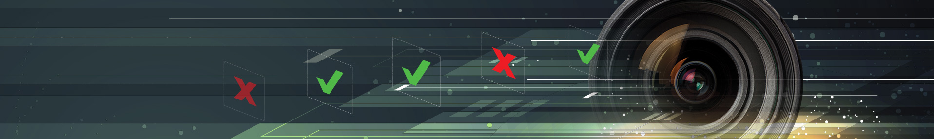 Vision Sensors lens with check and x pass fail examples