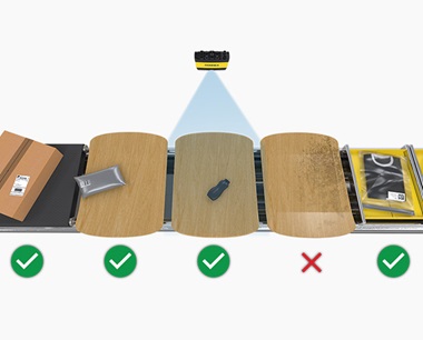 Sorter trays being scanned for presence or absence of an item