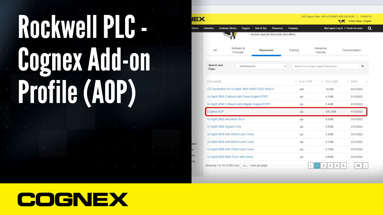 Rockwell PLC Cognex Add-on Profile AOP