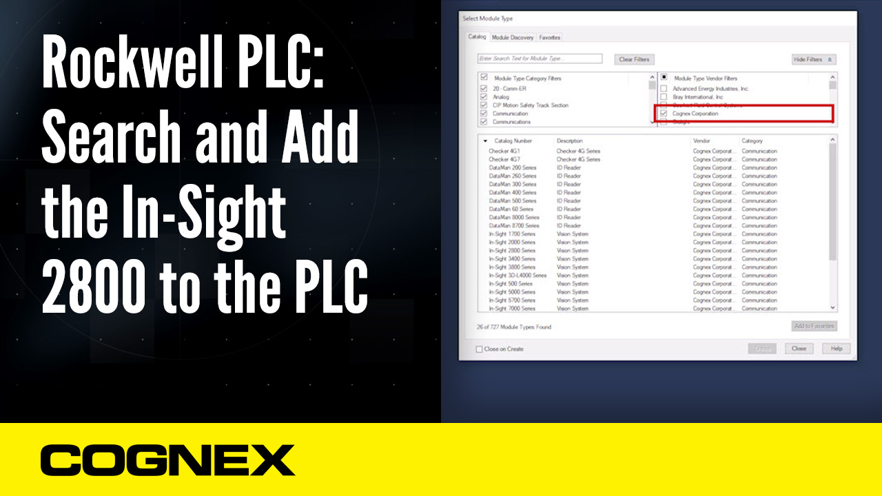 Rockwell PLC Search and Add the In-Sight 2800 to the PLC