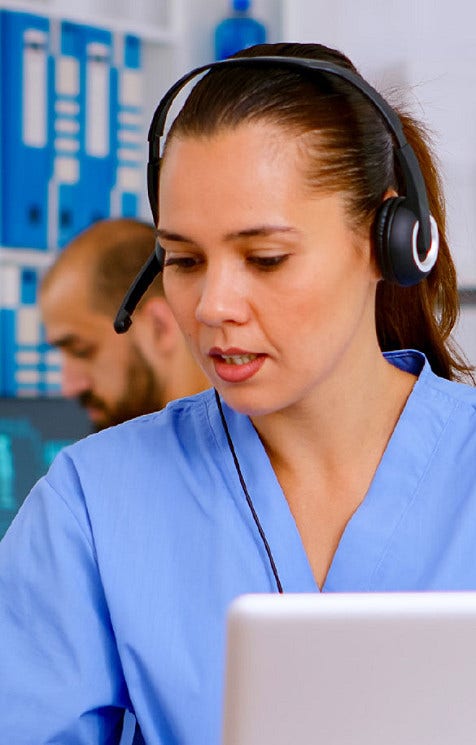 woman wearing a headset