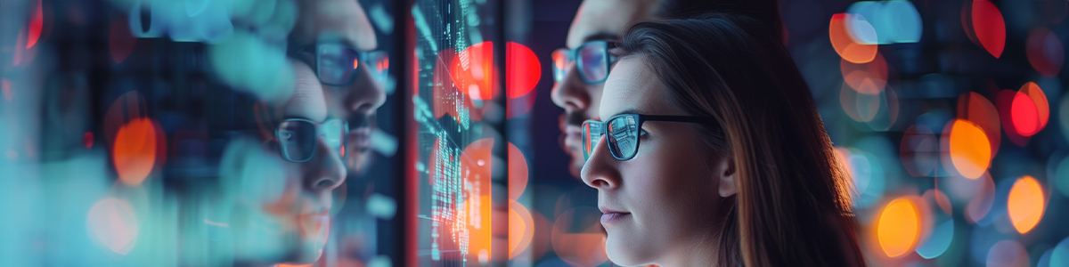 two people looking at a screen