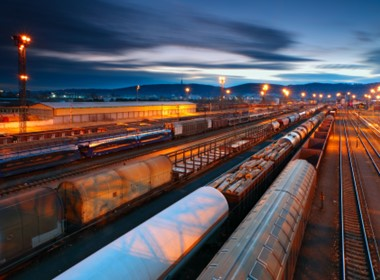 image of railway tracks with trains