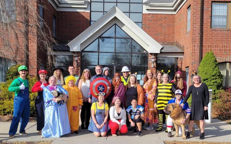 Colchester First Selectman Bernie Dennler and staff Halloween