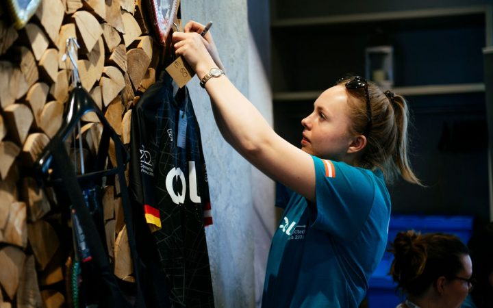 A Colt Bike Ride volunteer prepares for the big event