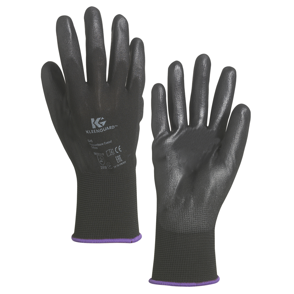 KleenGuard® G40 Polyurethane Coated Hand Specific Gloves (13838), Black Size 8, 5 Packs / Case, 12 Pairs / Pack (120 gloves)