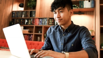 A man working at a computer