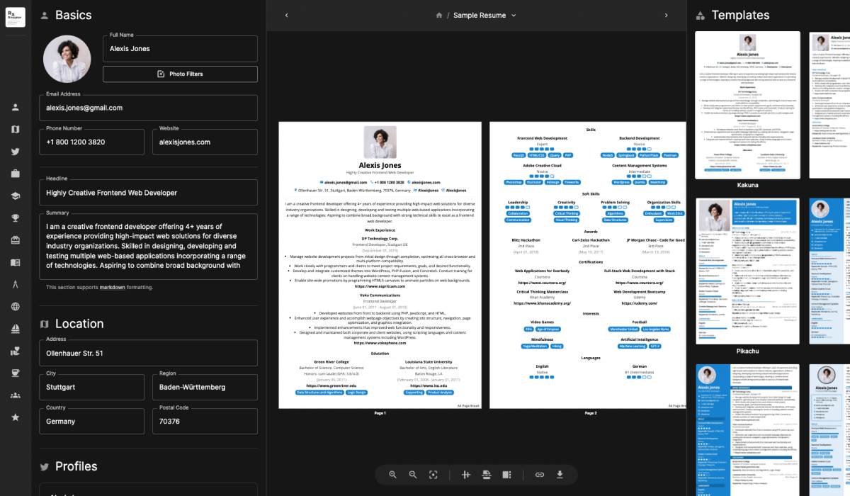 Reactive Resume