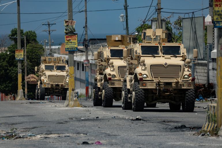 Kenyan police forces patrol in Haiti