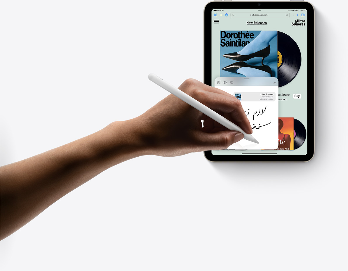 استخدام Apple Pencil‏ في ميزة الملاحظات السريعة