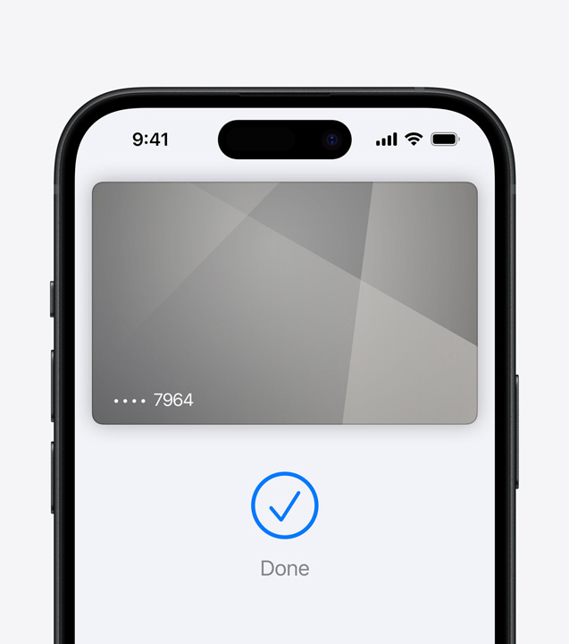 A close-up shot of Face ID securely authorizing a payment on iPhone using Apple Pay.