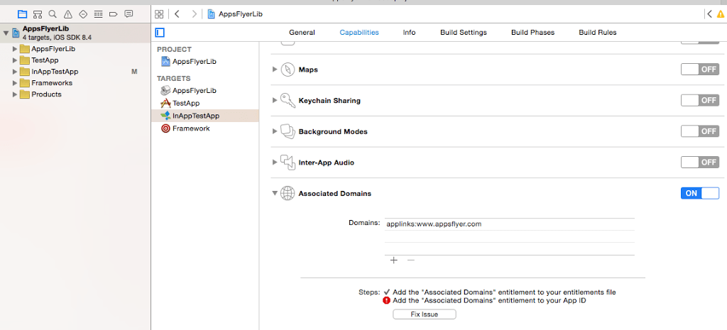 Setting Xcode domains in Apple Developer Portal