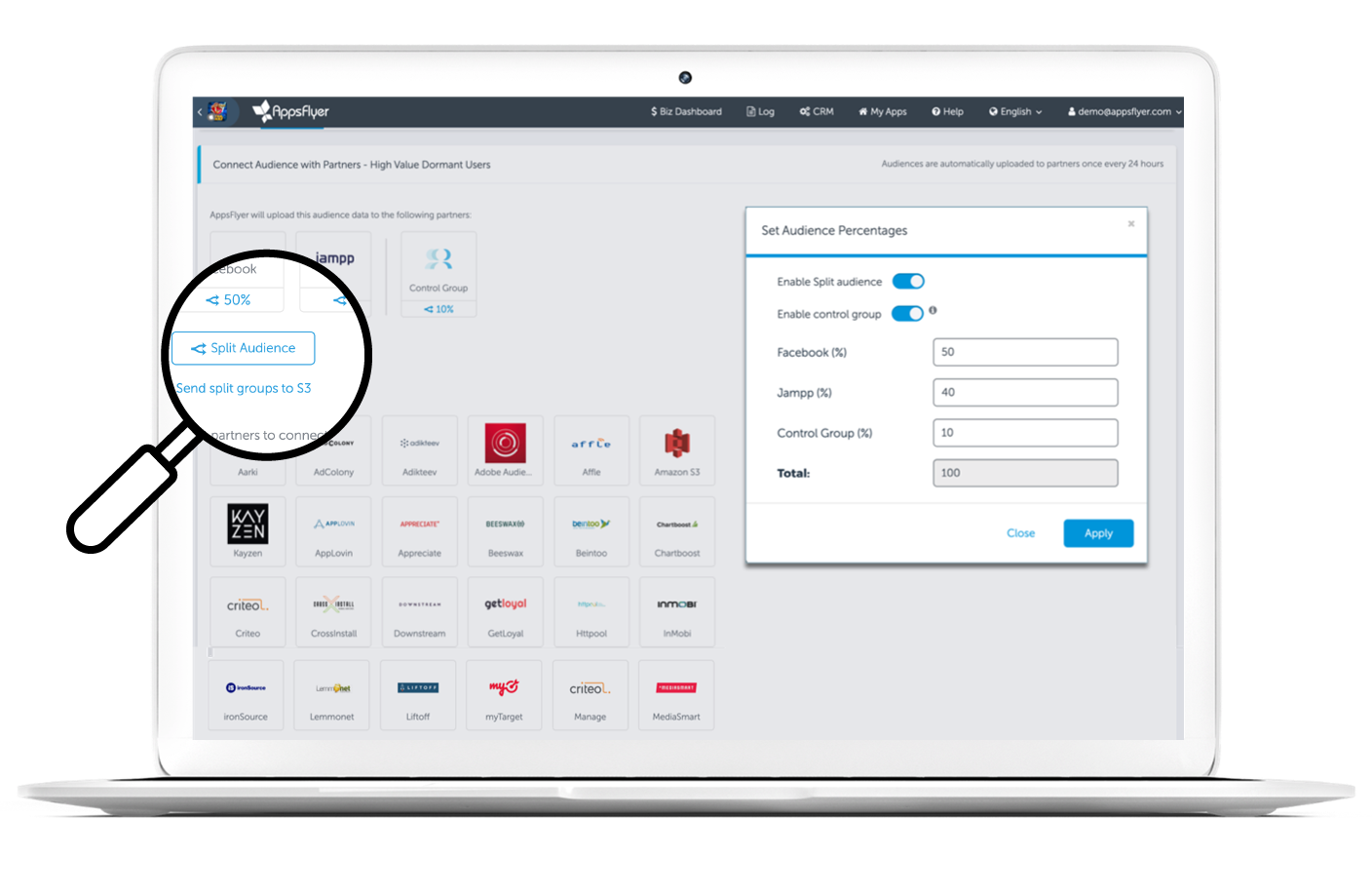 Split audience to create test and control