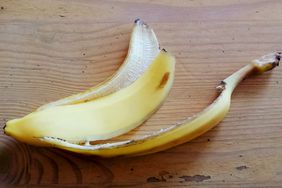 banana peel on a wooden surface